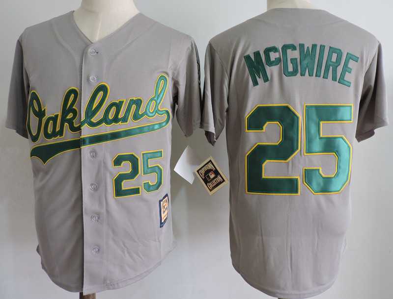 Oakland Athletics #25 Mark McGwire Gray Cooperstown Collection Jersey Dzhi